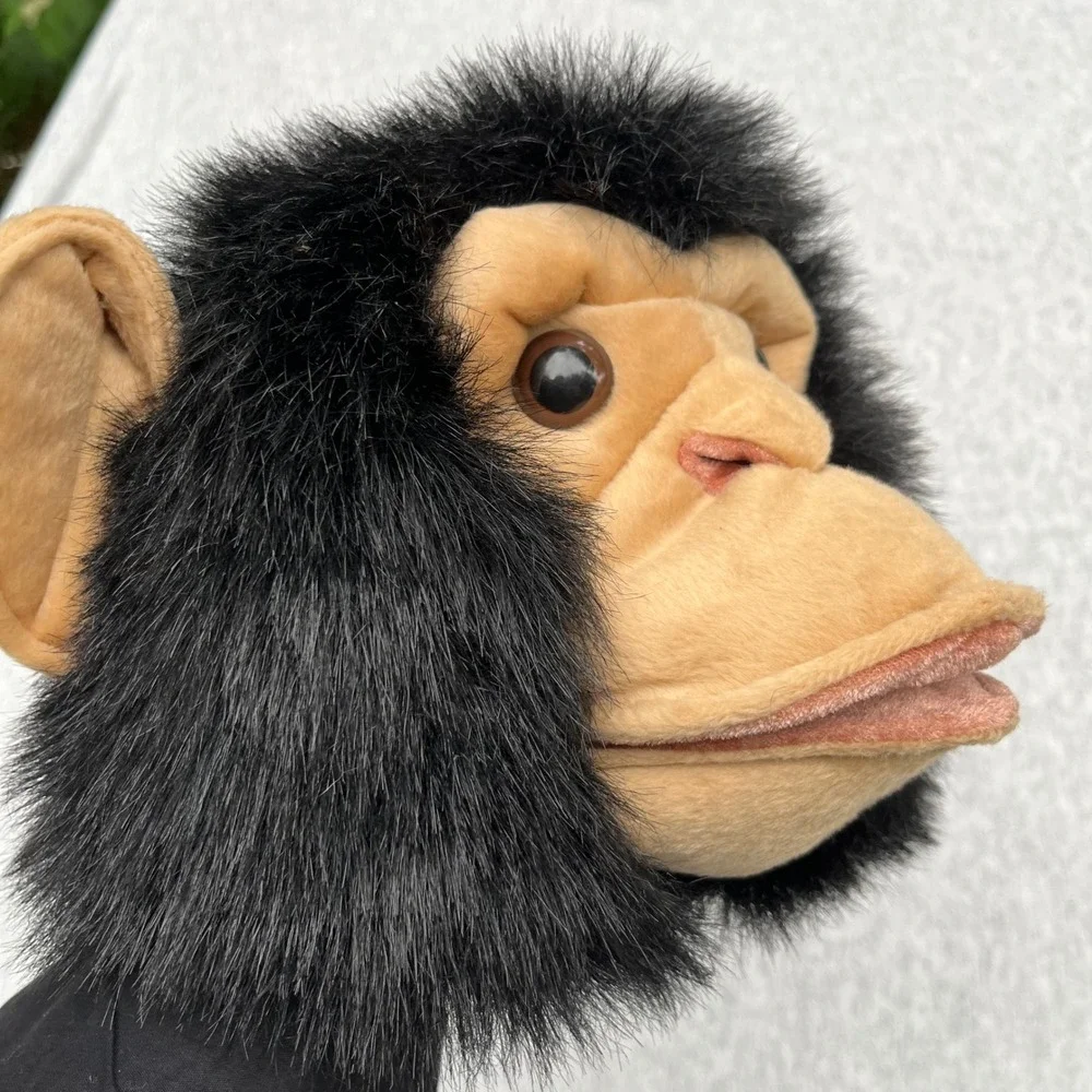 Vintage Elope Little Daydreamers Chimpanzee Monkey Puppet Hat Plush Y2K Black